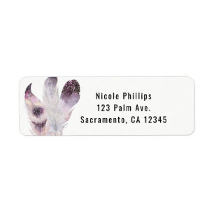 Boho Chic Bohemian Feather Modern Party Invitation Return Address Label