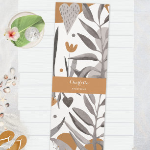 Boho Chic Botanical Floral Design with Name Yoga Mat