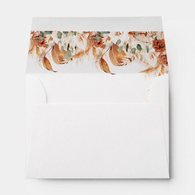 Boho Chic Botanical Terracotta Wedding  Envelope (Back (Bottom))