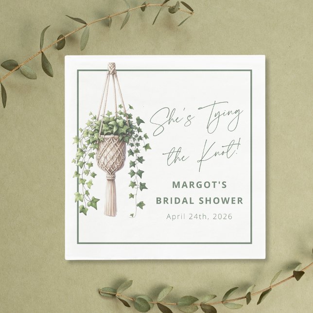 Boho Chic Botanical "Tie the Knot" Bridal Shower Napkin (Creator Uploaded)