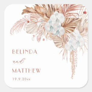 Boho Chic Botanical Wedding Square Sticker