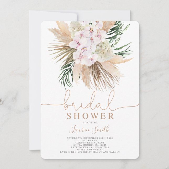 Boho chic bridal shower invitation (Front)