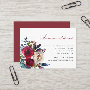 Boho Chic Burgundy and Navy Autumn Fall Wedding Business Card