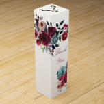 Boho Chic Burgundy and Navy Autumn Fall Wedding Wine Box<br><div class="desc">Trendy Boho Wedding wine box favours customisable to your event specifics.</div>
