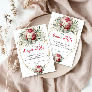 Boho Chic Burgundy Blush Diaper Raffle Card