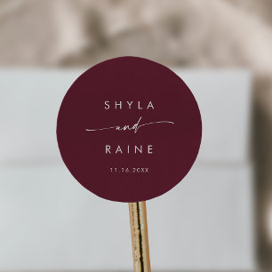 Boho Chic Burgundy Red Names Envelope Seals