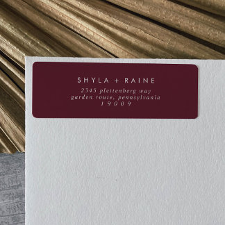 Boho Chic Burgundy Red Return Address Labels