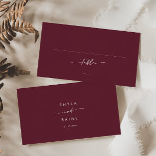 Boho Chic Burgundy Red Wedding Flat Place Card