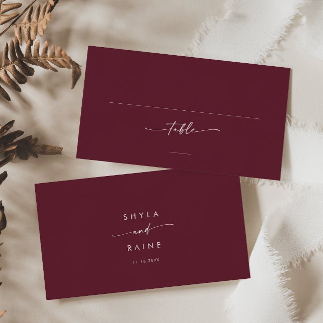 Boho Chic Burgundy Red Wedding Flat Place Card (Boho Chic Burgundy Red Wedding Flat Place Card)