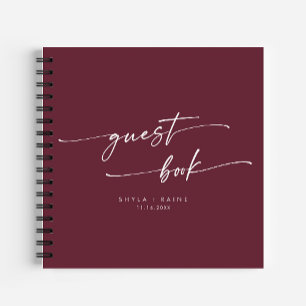 Boho Chic Burgundy Red Wedding Guest Book