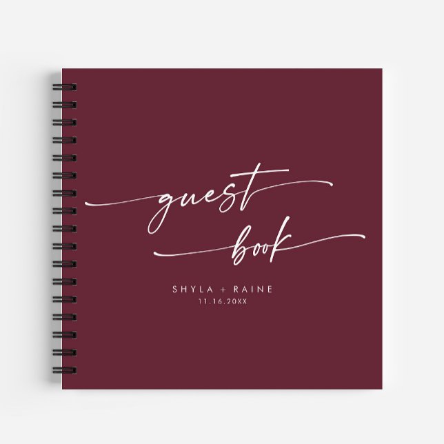 Boho Chic Burgundy Red Wedding Guest Book (Creator Uploaded)