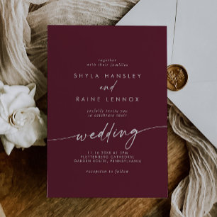 Boho Chic Burgundy Red Wedding Invitation