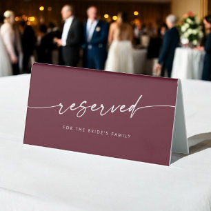 Boho Chic Burgundy Red Wedding Reserved Sign