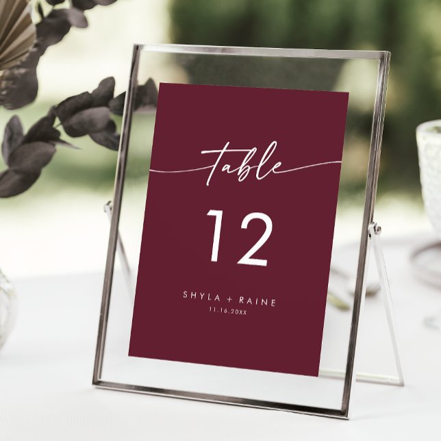 Boho Chic Burgundy Red Wedding Table Numbers (Creator Uploaded)