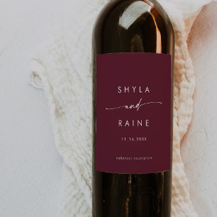 Boho Chic Burgundy Red Wedding Wine Labels