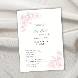 Boho Chic Cherry Blossom Pink Floral Bridal Shower Invitation