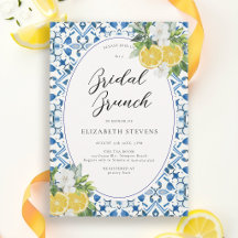 Boho Chic Citrus Italian Blue Tile Bridal Shower