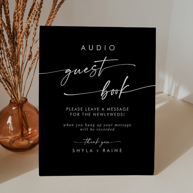 Boho Chic COLOR EDITABLE Audio Guestbook Wedding Pedestal Sign (Creator Uploaded)