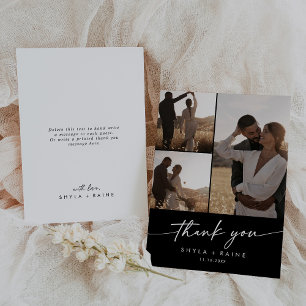 Boho Chic COLOR EDITABLE Wedding Photo Collage Thank You Card