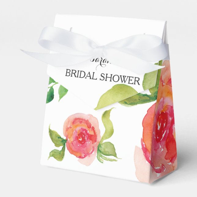 boho chic Coral bridal shower favour box (Front Side)