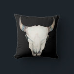 Boho Chic Cow Skull & Horns Farmhouse Country Chic Cushion<br><div class="desc">Boho Chic Cow Skull & Horns Farmhouse Country Chic Pillow.</div>