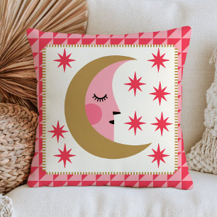 Boho Chic Crescent Moon Retro Aesthetic Celestial Cushion
