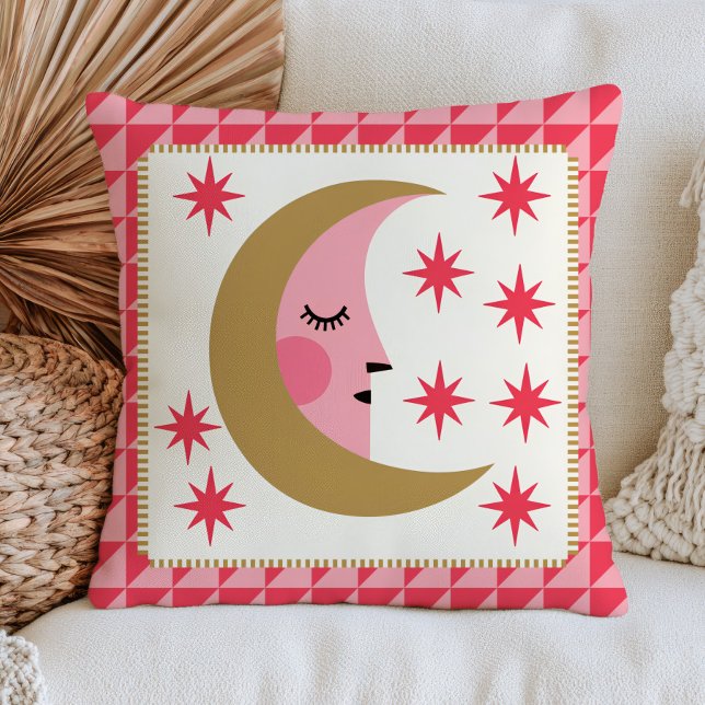Boho Chic Crescent Moon Retro Aesthetic Celestial Cushion (Creator Uploaded)