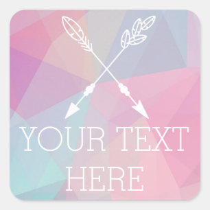Boho Chic Crossed Arrows Pastel Polygonal Bohemian Square Sticker