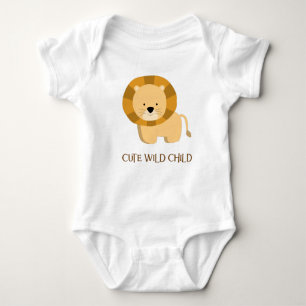 Boho Chic Cute Wild Child Lion Picture Baby Bodysuit