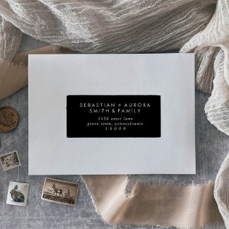 Boho Chic Dark Black Guest Address Labels