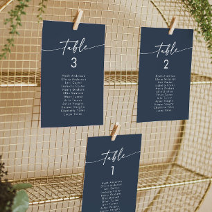 Boho Chic Dark Navy Blue Hanging Seating Chart Invitation