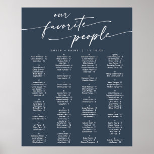 Boho Chic Dark Navy Blue Printable Seating Chart
