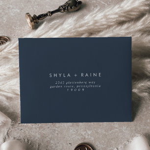 Boho Chic Dark Navy Blue Self-Addressed RSVP Envelope