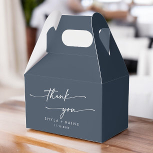 Boho Chic Dark Navy Blue Thank You Wedding Favour Box