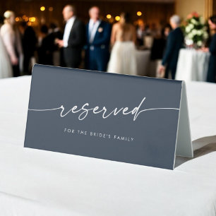 Boho Chic Dark Navy Blue Wedding Reserved Sign