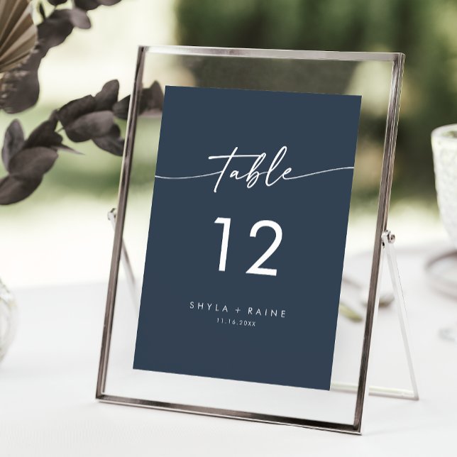 Boho Chic Dark Navy Blue Wedding Table Numbers (Creator Uploaded)
