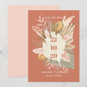 Boho Chic Desert Dried Foliage and Pampas Wedding  Save The Date