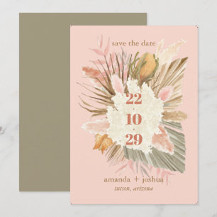 Boho Chic Desert Dried Foliage and Pampas Wedding Save The Date