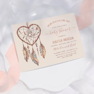 Boho Chic Dream Catcher Rustic Tribal Baby Shower Invitation