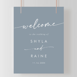 Boho Chic Dusty Blue DIY Wedding Welcome Sign