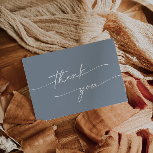 Boho Chic Dusty Blue Flat Wedding Thank You Card