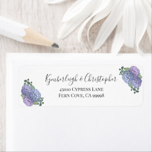Boho Chic Dusty Blue Floral Wedding Return Address Label