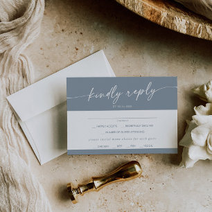 Boho Chic Dusty Blue Menu Choice RSVP Card