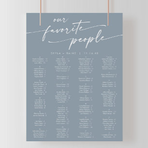 Boho Chic Dusty Blue Printable Seating Chart