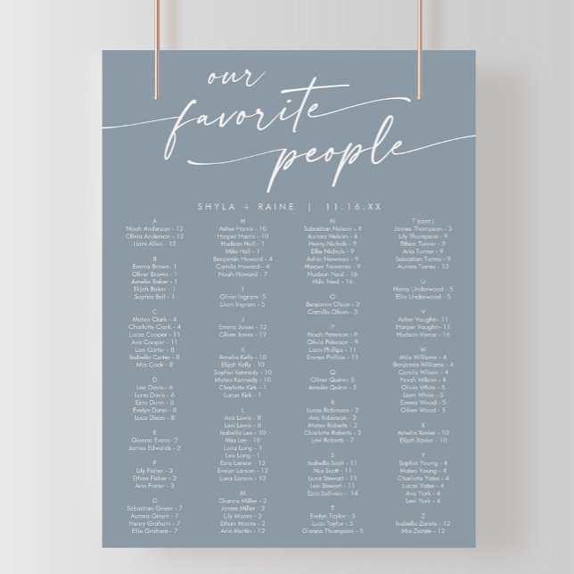 Boho Chic Dusty Blue Printable Seating Chart (Creator Uploaded)