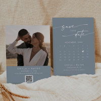 Boho Chic Dusty Blue QR Code Photo Calendar