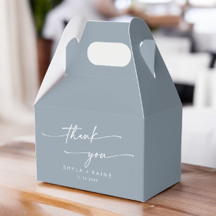 Boho Chic Dusty Blue Thank You Wedding Favour Box