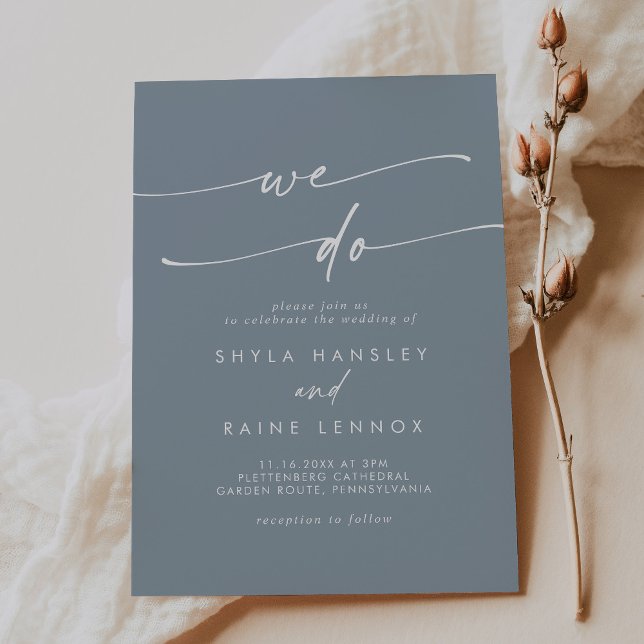 Boho Chic Dusty Blue We Do Wedding Invitation (Creator Uploaded)
