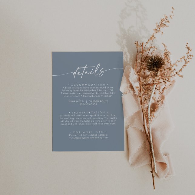 Boho Chic Dusty Blue Wedding Details Enclosure Card (Creator Uploaded)