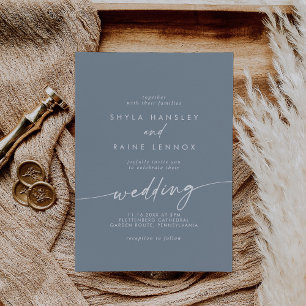Boho Chic Dusty Blue Wedding Invitation